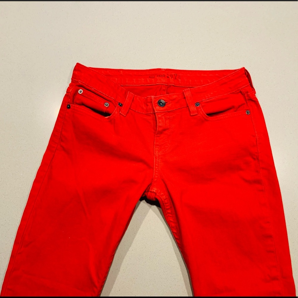 Big Star Mid Rise Red Skinny Jeans Sz 28